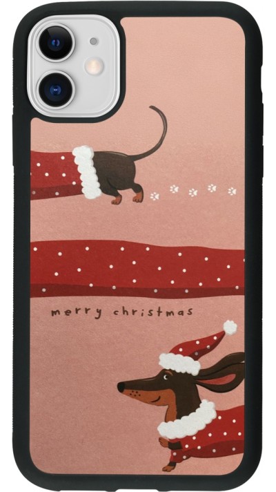 iPhone 11 Case Hülle - Silikon schwarz Christmas 25 Teckel Merry Xmas