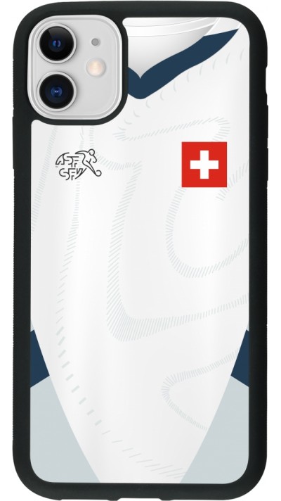 iPhone 11 Case Hülle - Silikon schwarz Schweiz Away personalisierbares Fussballtrikot