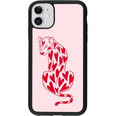 iPhone 11 Case Hülle - Silikon schwarz Leopard with hearts 2026