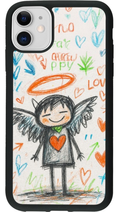 iPhone 11 Case Hülle - Silikon schwarz Little Angel Sketch Love