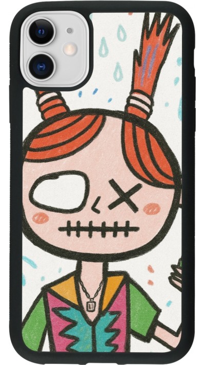 iPhone 11 Case Hülle - Silikon schwarz Little Girl Sketch