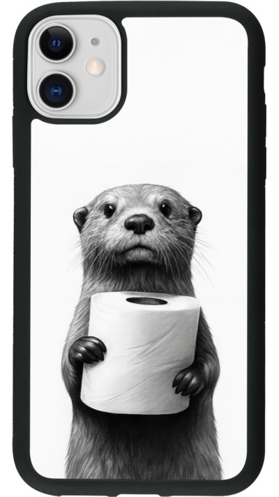 iPhone 11 Case Hülle - Silikon schwarz Otter Toilettenpapier