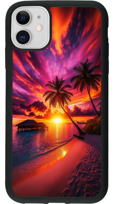 iPhone 11 Case Hülle - Silikon schwarz Malediven Abenddämmerung Glückseligkeit