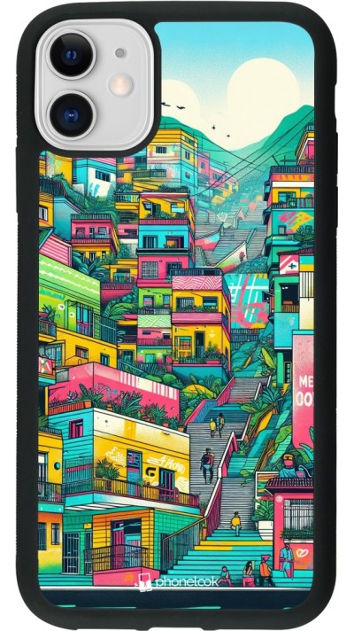 iPhone 11 Case Hülle - Silikon schwarz Medellin Comuna 13 Kunst