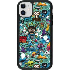 iPhone 11 Case Hülle - Silikon schwarz Mixed Cartoons Turquoise