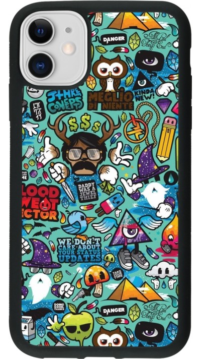 iPhone 11 Case Hülle - Silikon schwarz Mixed Cartoons Turquoise