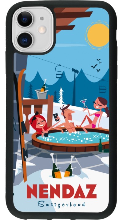 iPhone 11 Case Hülle - Silikon schwarz Nendaz Mountain Jacuzzi