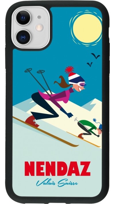 iPhone 11 Case Hülle - Silikon schwarz Nendaz Ski Downhill