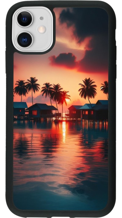iPhone 11 Case Hülle - Silikon schwarz Paradies Malediven