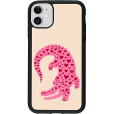 iPhone 11 Case Hülle - Silikon schwarz Pink crocodile 2026