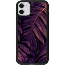 iPhone 11 Case Hülle - Silikon schwarz Purple Light Leaves