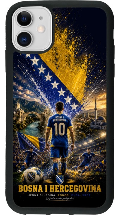 Coque iPhone 11 - Silicone rigide noir Football Bosnie-Herzégovine splash 2026