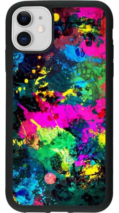 Coque iPhone 11 - Silicone rigide noir splash paint