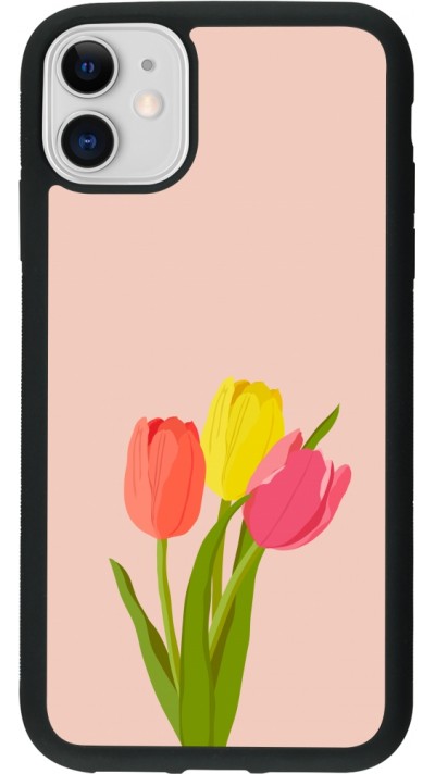 iPhone 11 Case Hülle - Silikon schwarz Spring 23 tulip trio