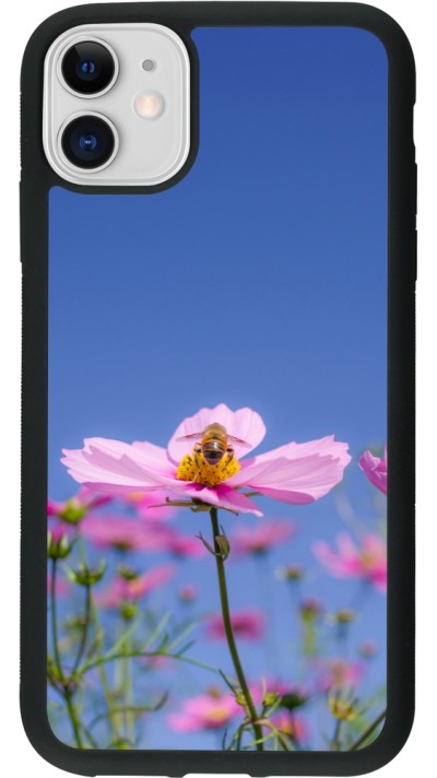 Coque iPhone 11 - Silicone rigide noir Bee on a flower Spring 2026