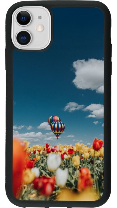 Coque iPhone 11 - Silicone rigide noir Hot air balloon Spring 2026