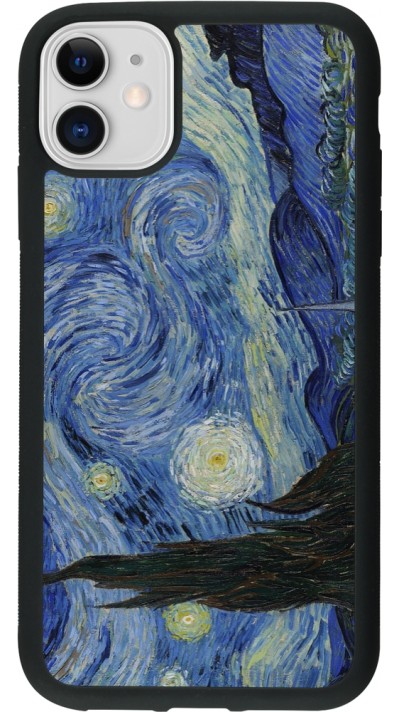 Coque iPhone 11 - Silicone rigide noir Tableau art - La Nuit étoilée - Van Gogh