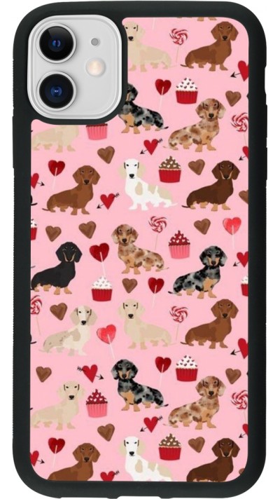 iPhone 11 Case Hülle - Silikon schwarz Valentine 2024 puppy love