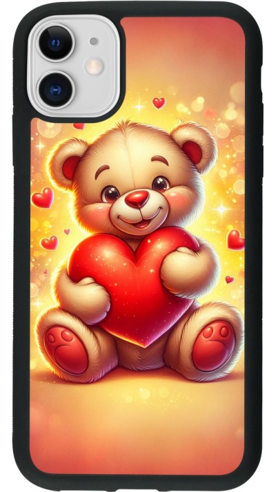 iPhone 11 Case Hülle - Silikon schwarz Valentin 2024 Teddy Liebe