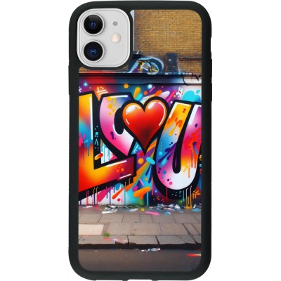 iPhone 11 Case Hülle - Silikon schwarz Valentin 2025 Liebe U Tag