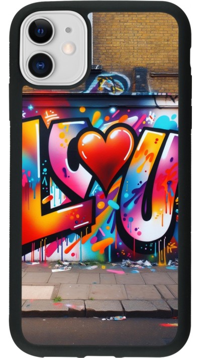 iPhone 11 Case Hülle - Silikon schwarz Valentin 2025 Liebe U Tag