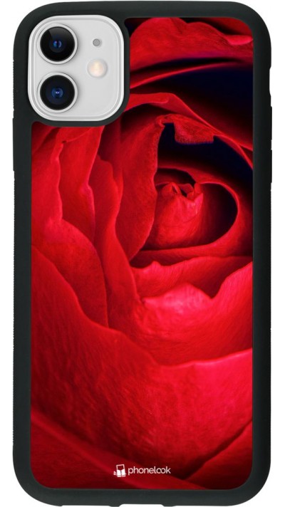 Coque iPhone 11 - Silicone rigide noir Valentine 2022 Rose