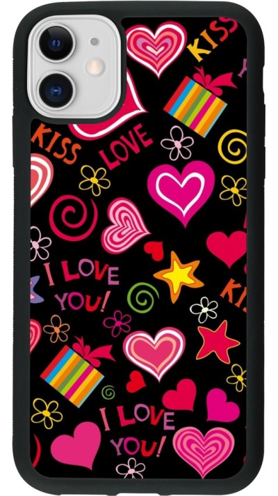 iPhone 11 Case Hülle - Silikon schwarz Valentine 2023 love symbols