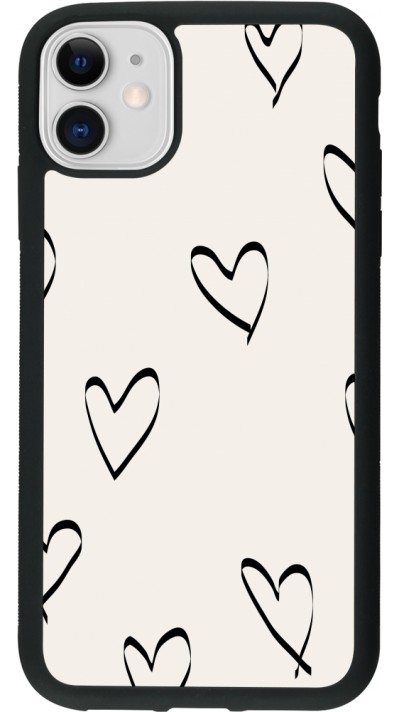 iPhone 11 Case Hülle - Silikon schwarz Valentine 2023 minimalist hearts