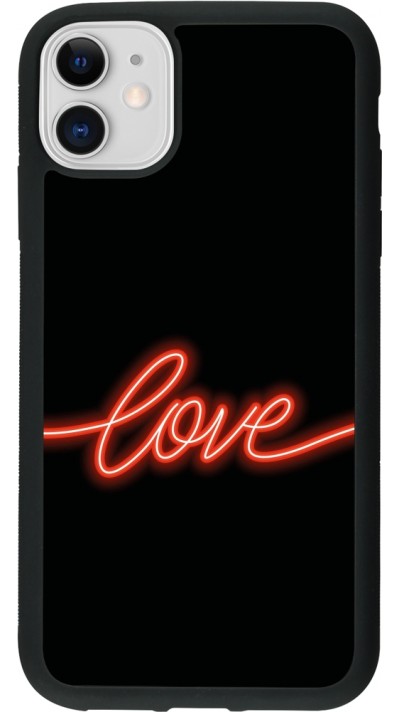 iPhone 11 Case Hülle - Silikon schwarz Valentine 2023 neon love