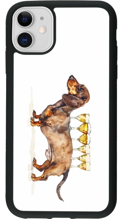iPhone 11 Case Hülle - Silikon schwarz Wine Teckel