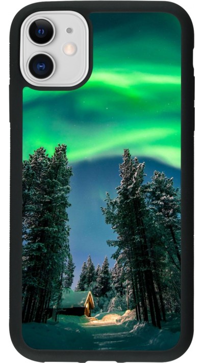 iPhone 11 Case Hülle - Silikon schwarz Winter 22 Northern Lights