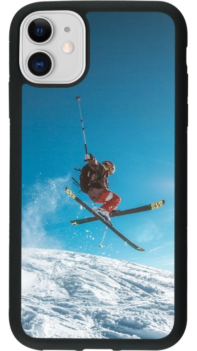 iPhone 11 Case Hülle - Silikon schwarz Winter 22 Ski Jump