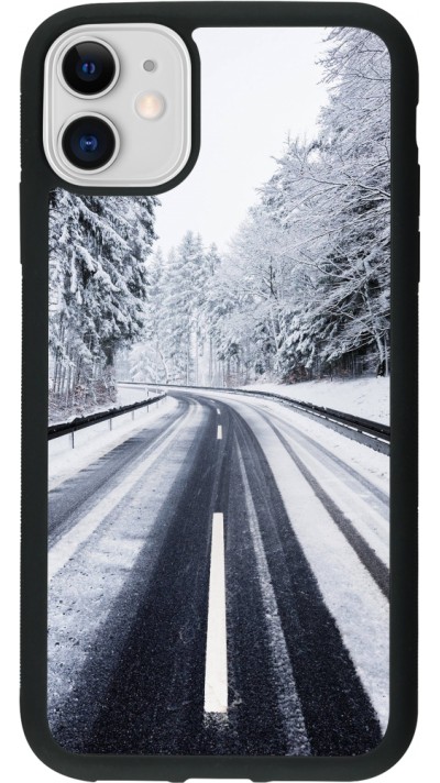 iPhone 11 Case Hülle - Silikon schwarz Winter 22 Snowy Road