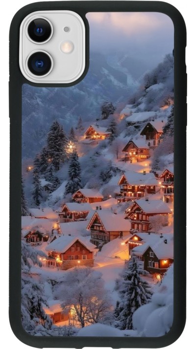 iPhone 11 Case Hülle - Silikon schwarz Winter 25 Winter snowy village