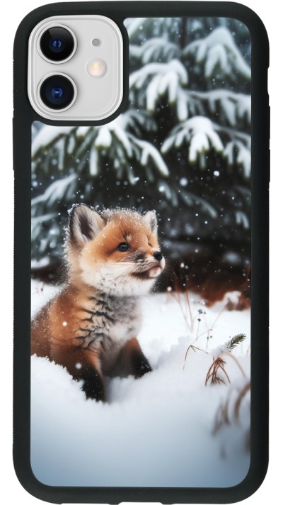 iPhone 11 Case Hülle - Silikon schwarz Weihnachten 2023 Fuechslein Tanne