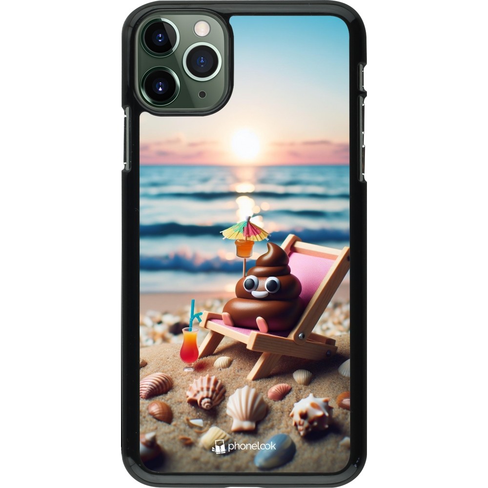 iPhone 11 Pro Max Case Hülle - Kackhaufen Emoji auf Liegestuhl