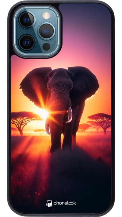iPhone 12 / 12 Pro Case Hülle - Elefant Sonnenaufgang Schönheit