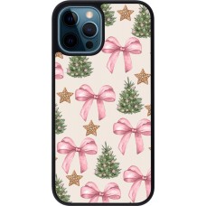 iPhone 12 / 12 Pro Case Hülle - Silikon schwarz Christmas 25 Vintage Ribbons