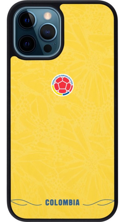 Coque iPhone 12 / 12 Pro - Silicone rigide noir Maillot de football Colombie 2026 personnalisable