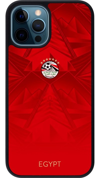 Coque iPhone 12 / 12 Pro - Silicone rigide noir Maillot de football E?gypte 2026 personnalisable