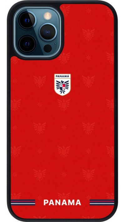 Coque iPhone 12 / 12 Pro - Silicone rigide noir Maillot de football Panama 2026 personnalisable