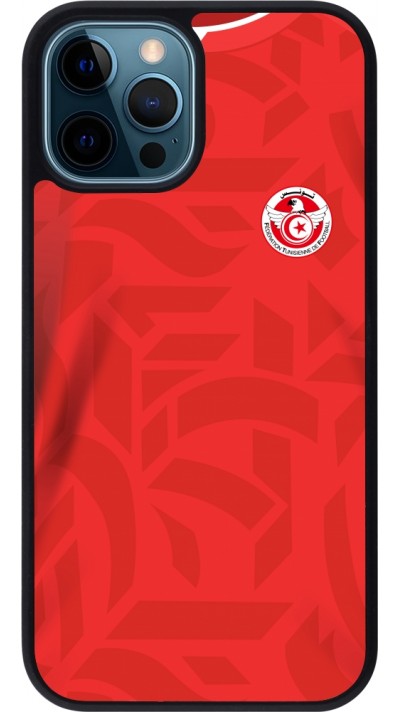 iPhone 12 / 12 Pro Case Hülle - Silikon schwarz Tunesien 2022 personalisierbares Fussballtrikot