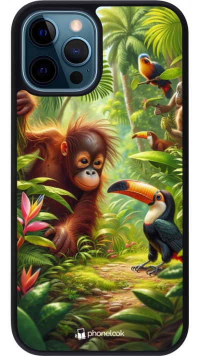 iPhone 12 / 12 Pro Case Hülle - Silikon schwarz Tropischer Dschungel Tayrona