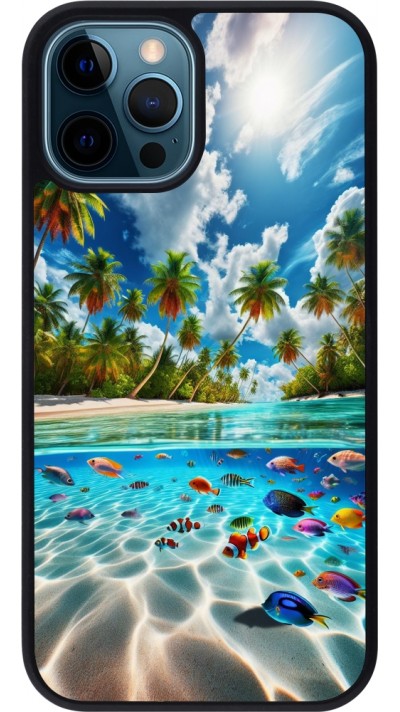 iPhone 12 / 12 Pro Case Hülle - Silikon schwarz Strandparadies