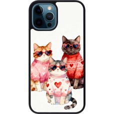 iPhone 12 / 12 Pro Case Hülle - Silikon schwarz Saint Valentines Day 26 Cat Love