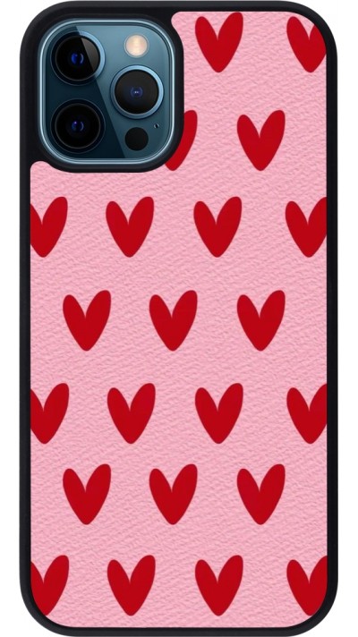 iPhone 12 / 12 Pro Case Hülle - Silikon schwarz Saint Valentines Day 26 Pattern heart