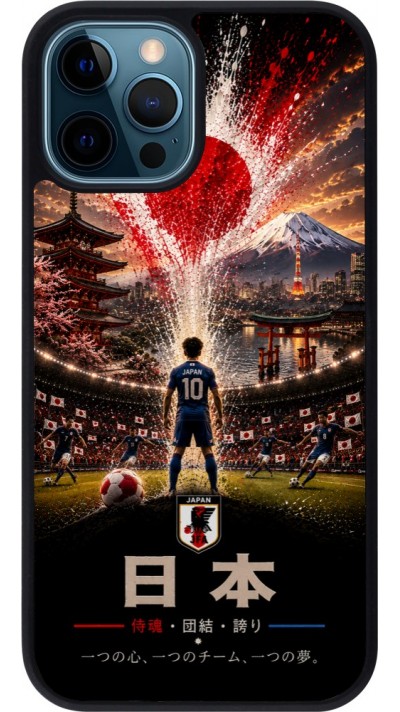 Coque iPhone 12 / 12 Pro - Silicone rigide noir Football Japon splash 2026