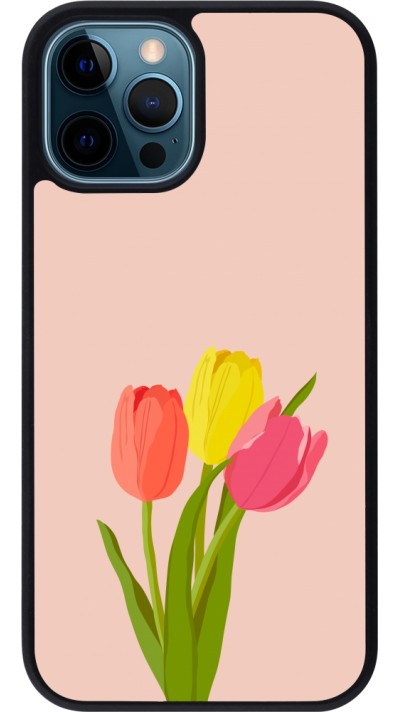 iPhone 12 / 12 Pro Case Hülle - Silikon schwarz Spring 23 tulip trio