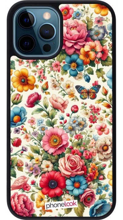 iPhone 12 / 12 Pro Case Hülle - Silikon schwarz Spring 25 fruehling bluetend