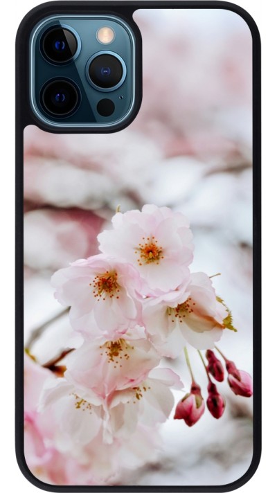Coque iPhone 12 / 12 Pro - Silicone rigide noir Cherry tree Spring 2026